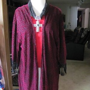 Forever Lily  Magenta & Black Cheetah Fringe-Trim